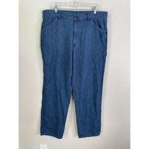 Uniqlo Mens XL Drawstring Denim Work Pants Waist 36" Inseam 31" Relaxed Fit Blue
